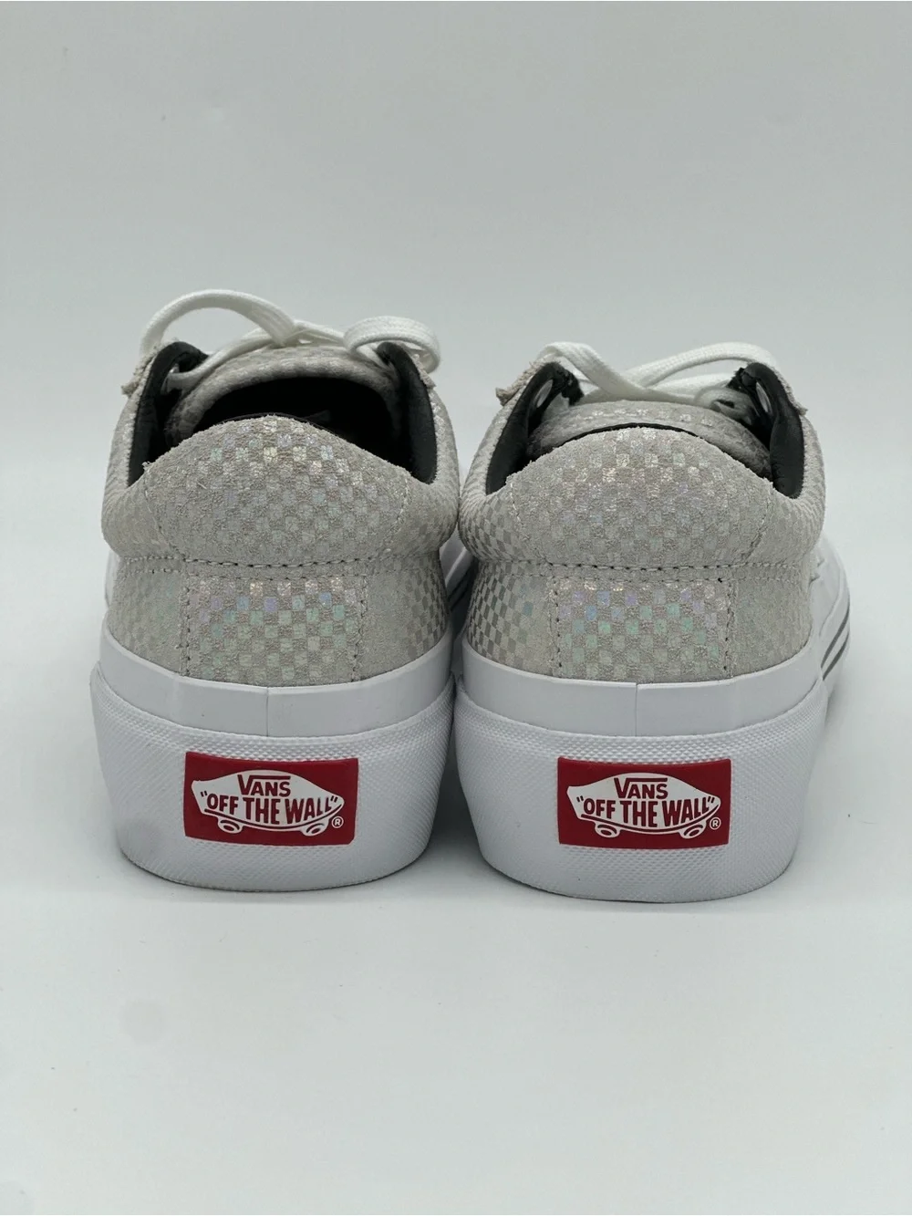 Vans Men’s Low-Top Sneakers in Light Silver and White
